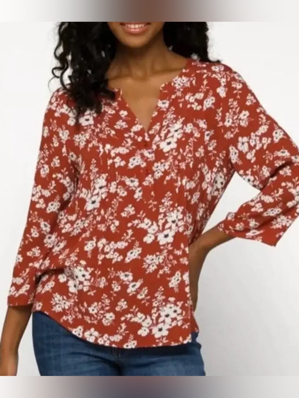 Fun2Fun Kearney Henley Top Burnt Orange - XL